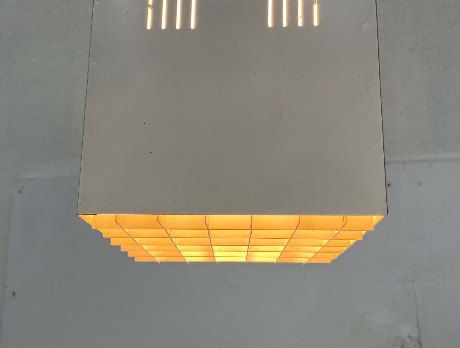 Modern minimalist cube ceiling light from the mid-century, Finland, 1960s.