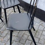 Set of 4 black laquered dining chairs