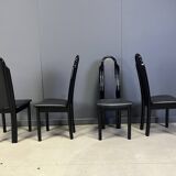 Postmodern lacquered wood italian dining chairs, 1980s
