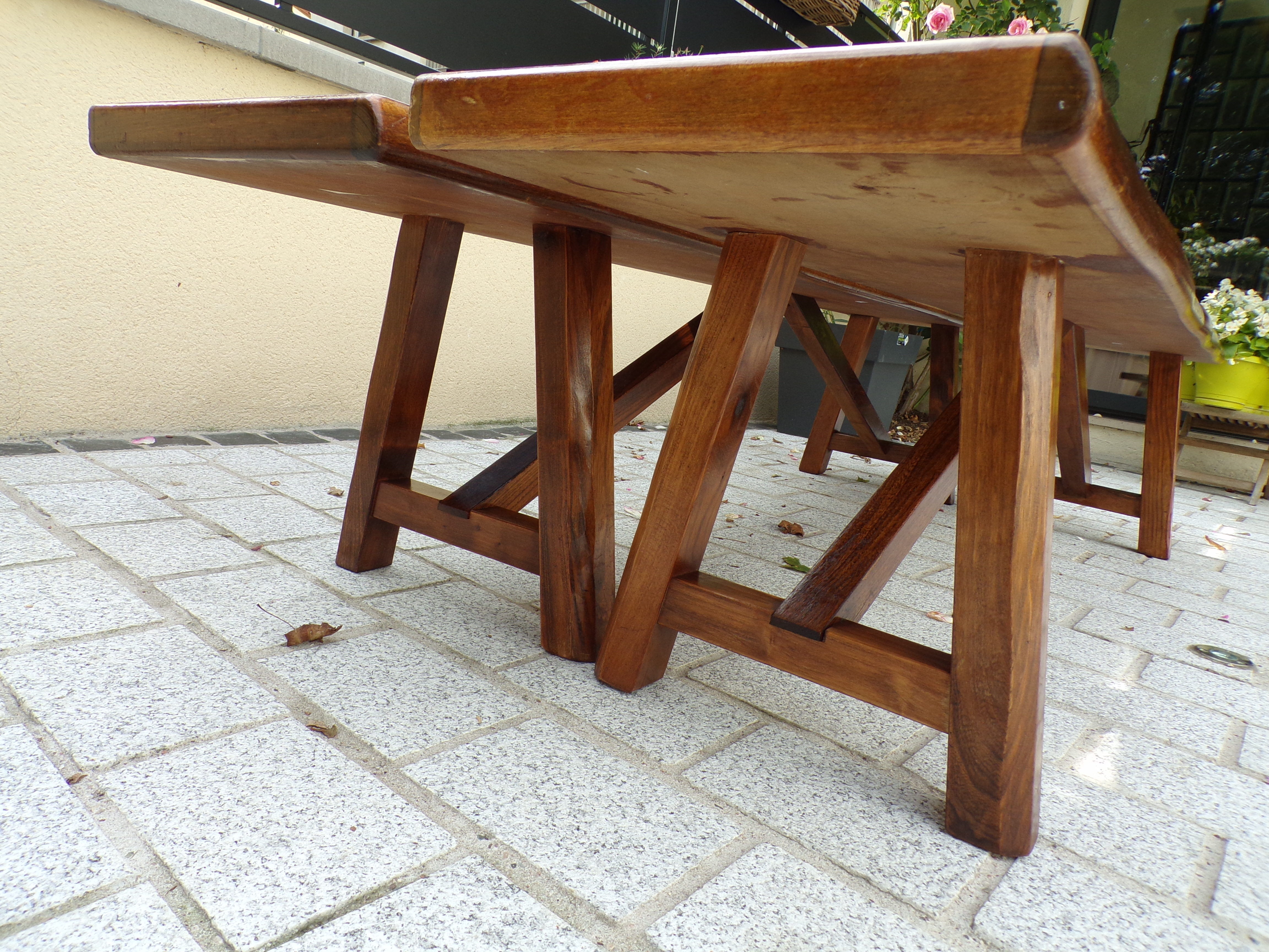 Pair of brutalist elm benches