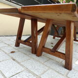 Pair of brutalist elm benches