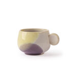 6 yellow/lilac coffee cups