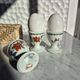 Vintage porcelain egg cup trio from Paris – Poppy & basket decor