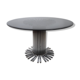 Table des années 70, acier et cristal,