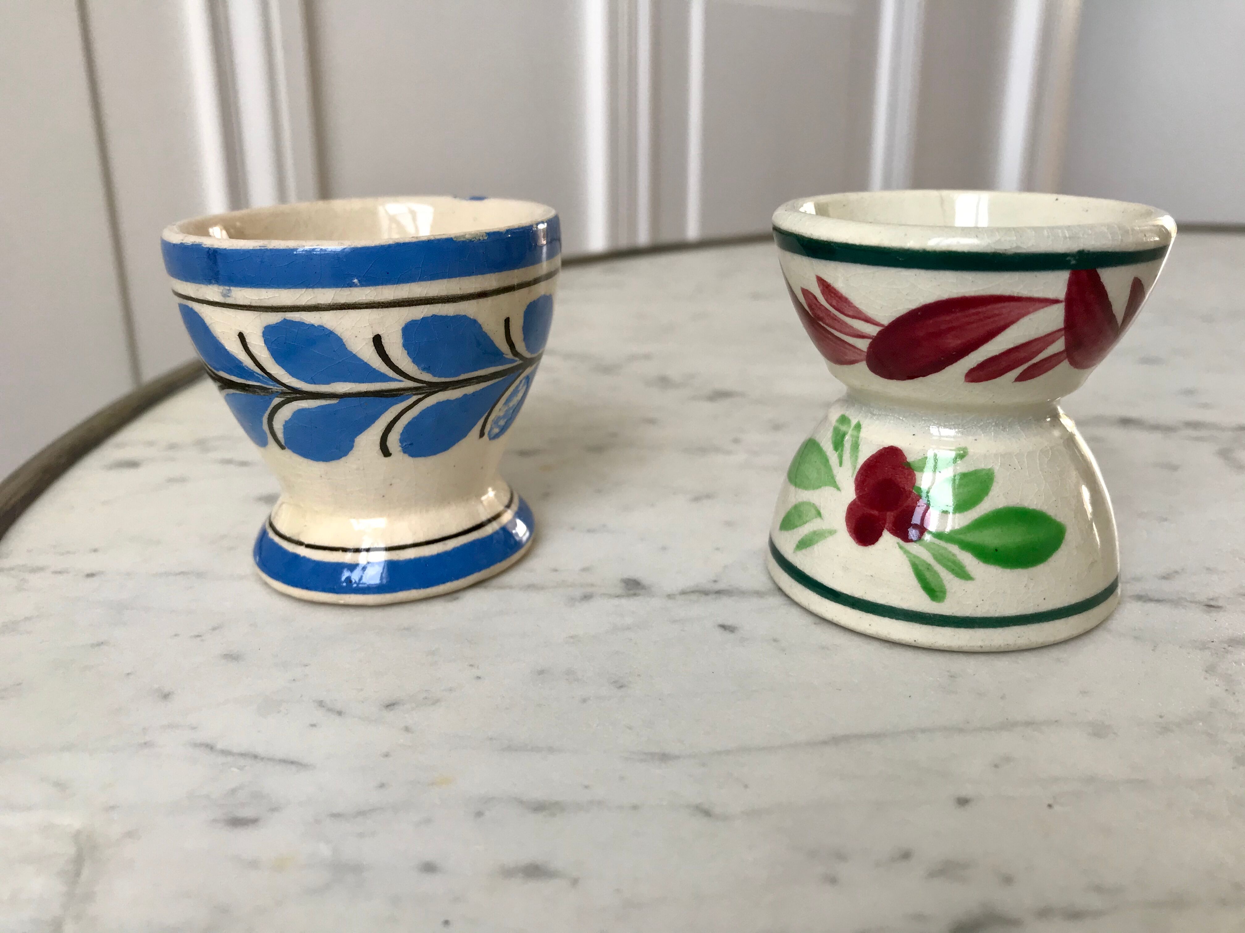 Duo of Henriot Quimper cockroaches hand-painted 60s