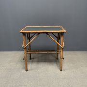 Bamboo side table with mirror top from France, 1940s