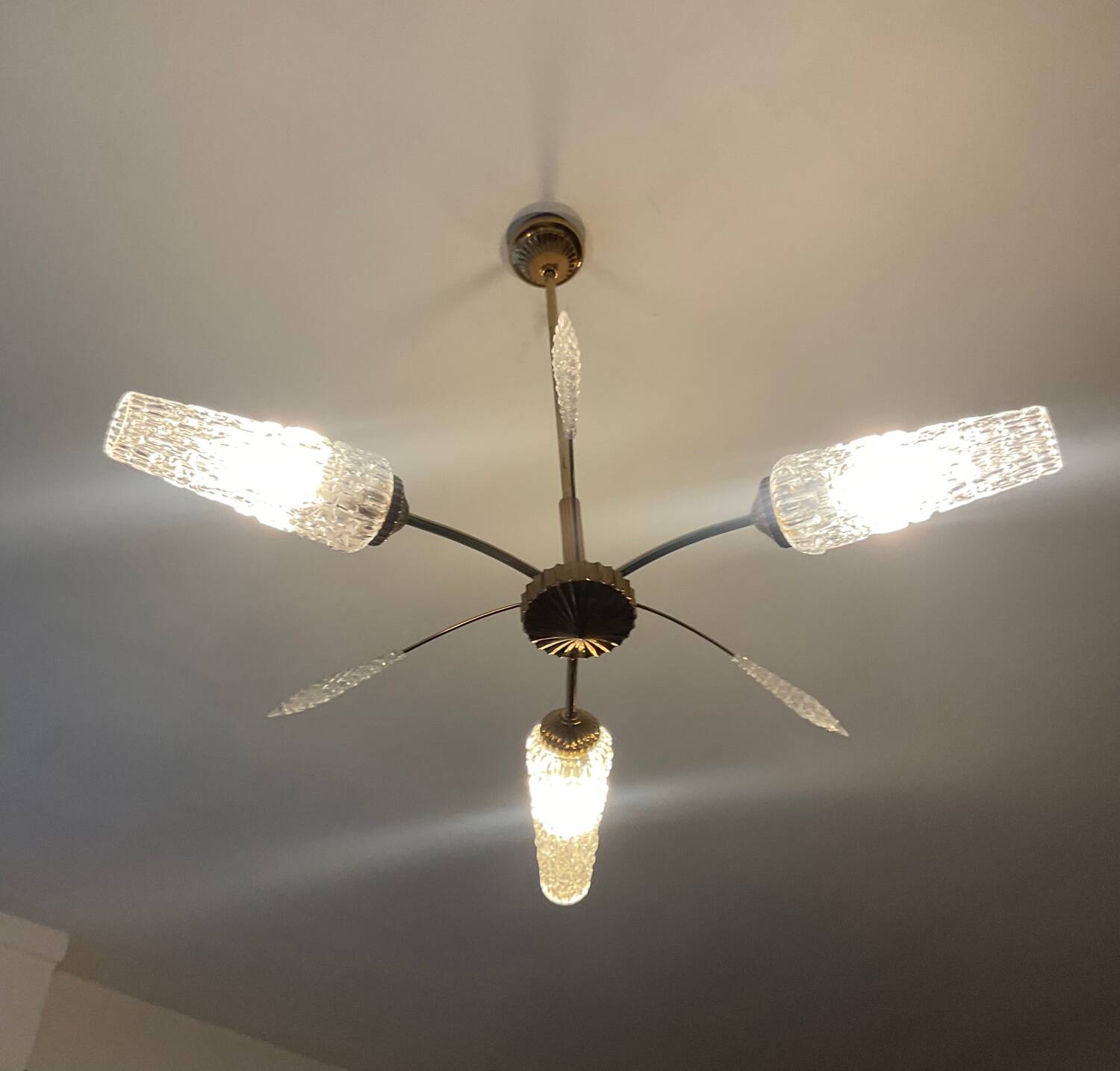 Vintage brass chandelier from the 50s-60s