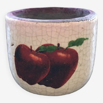 Raku flowerpot with apple decor