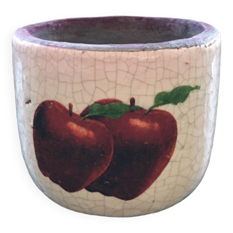 Raku flowerpot with apple decor