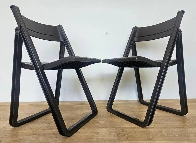 Pair of Rare Folding Chairs Dabaya, Allibert, France, 1970s