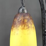 Important Double-Headed Lamp, Wrought Iron by Schneider, France, c. 1920