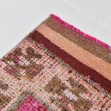 3x11 Vintage Pink & Brown Turkish Runner Rug, 87x339Cm