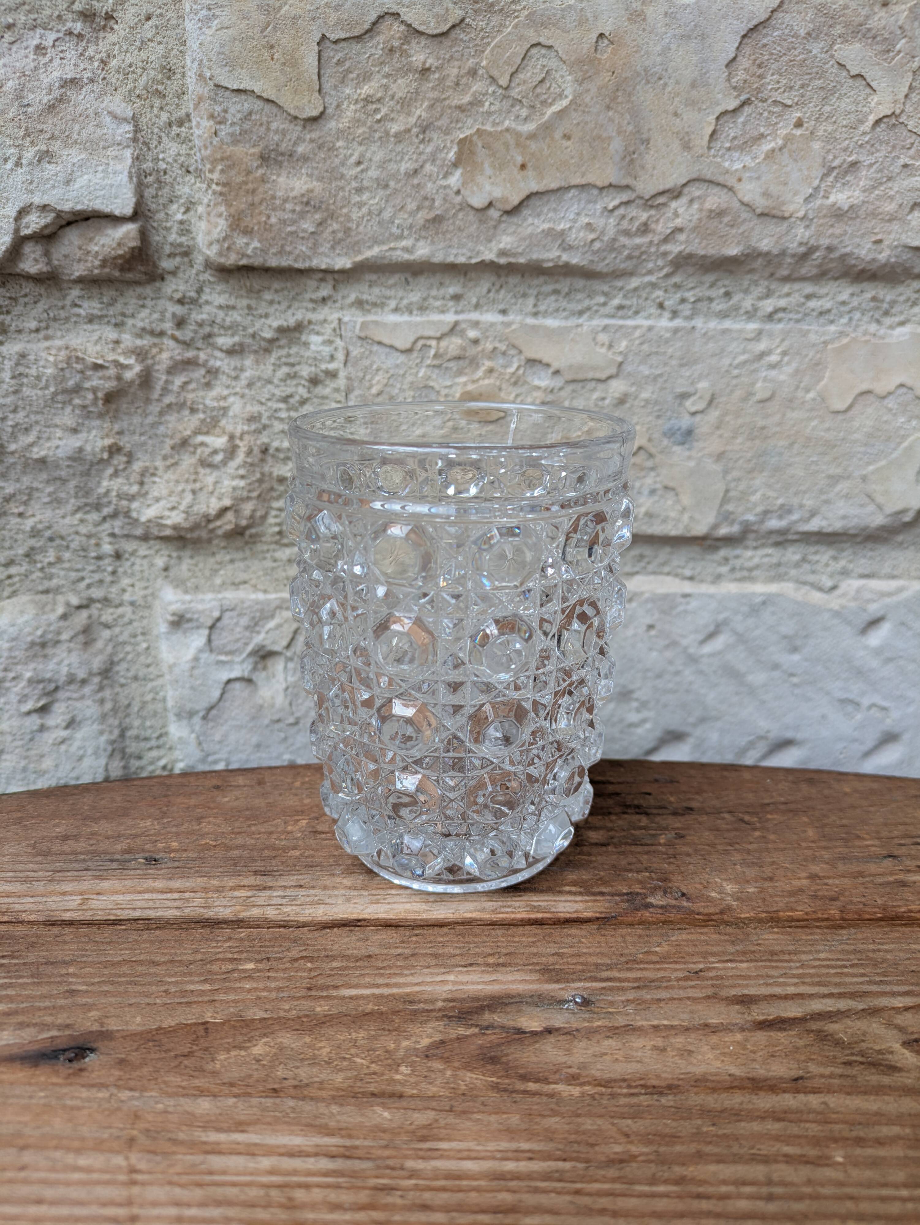 Antique crystal glass goblet signed Baccarat model Diamonds Pierreries H