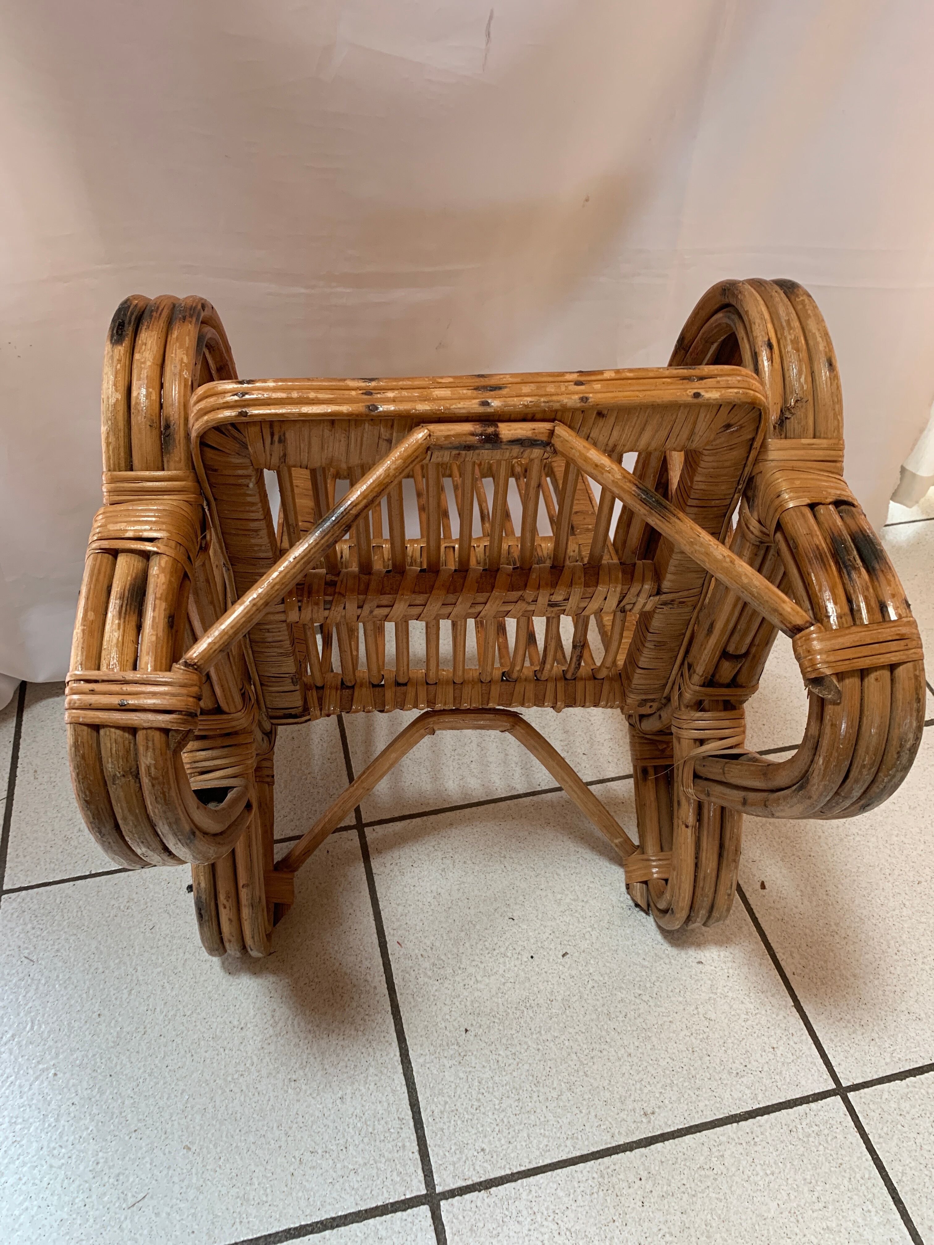Low bamboo armchairs