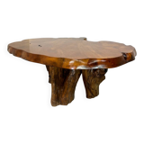 Mid-Century Brutalist Wabi Sabi Organic Natural Burl Wood Coffee Table