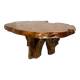 Brutalist Wabi Sabi mid-century coffee table made of natural biological burl wood.