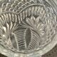 Set of two large, vintage, clear, molded glass vases on feet