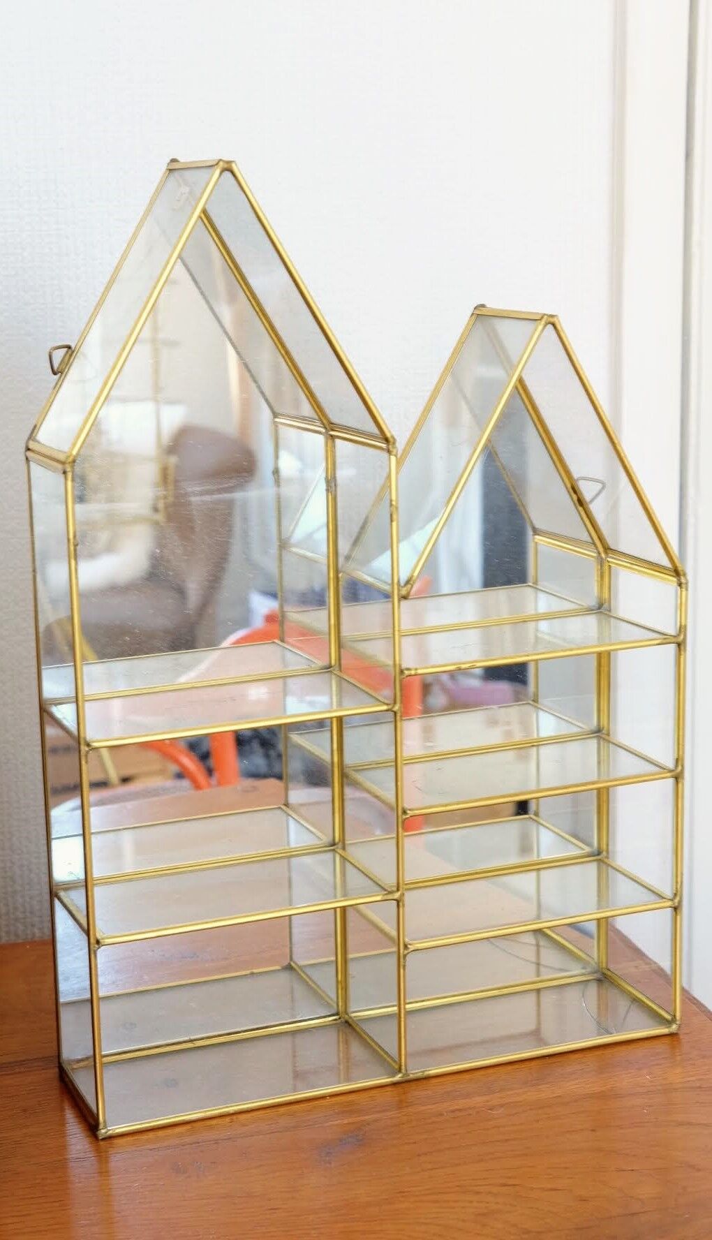 Glass and metal shelf