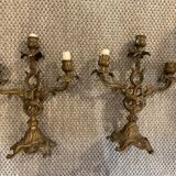 Pair of 3-branch candlesticks. Bronze