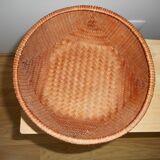 Two wicker and woven bamboo baskets