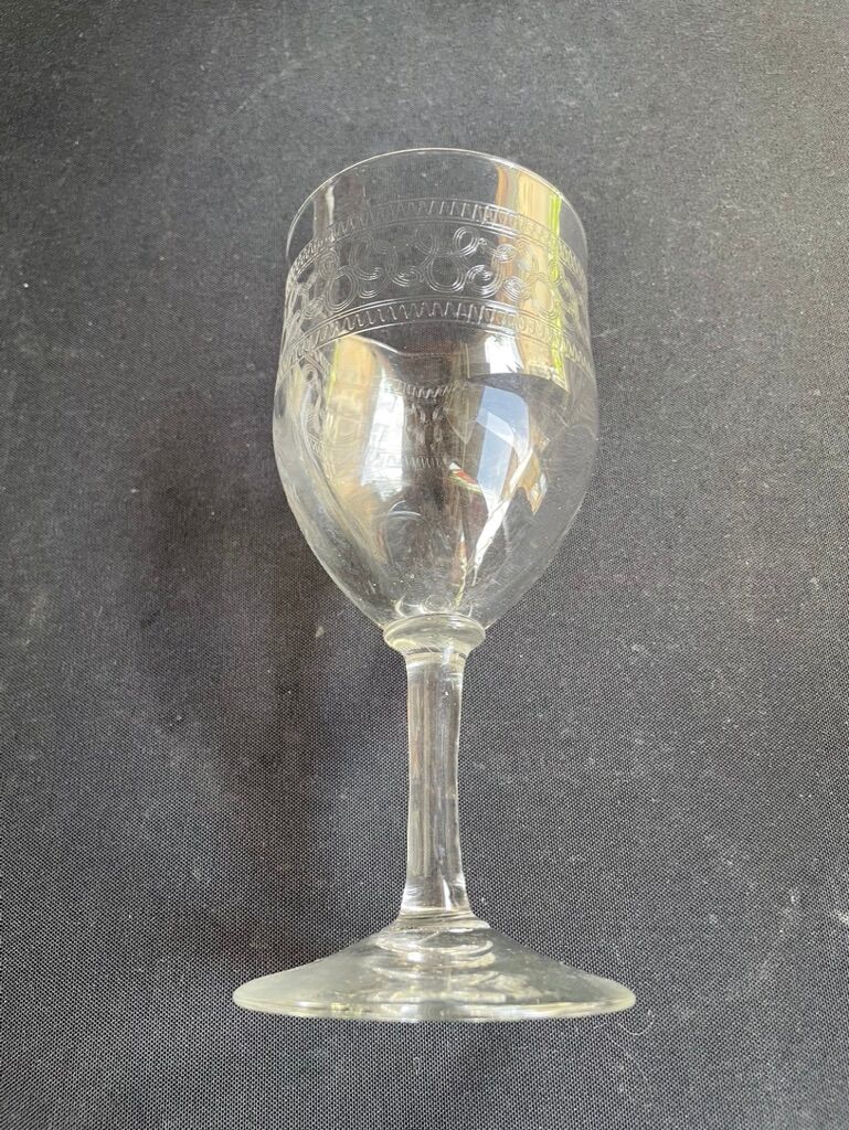 6 Large glasses 1/2 guilloché crystal – Art Nouveau