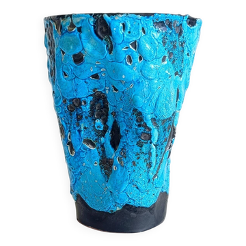 Charles Cart The Cyclops Blue Ceramic Vase, France, 1960s