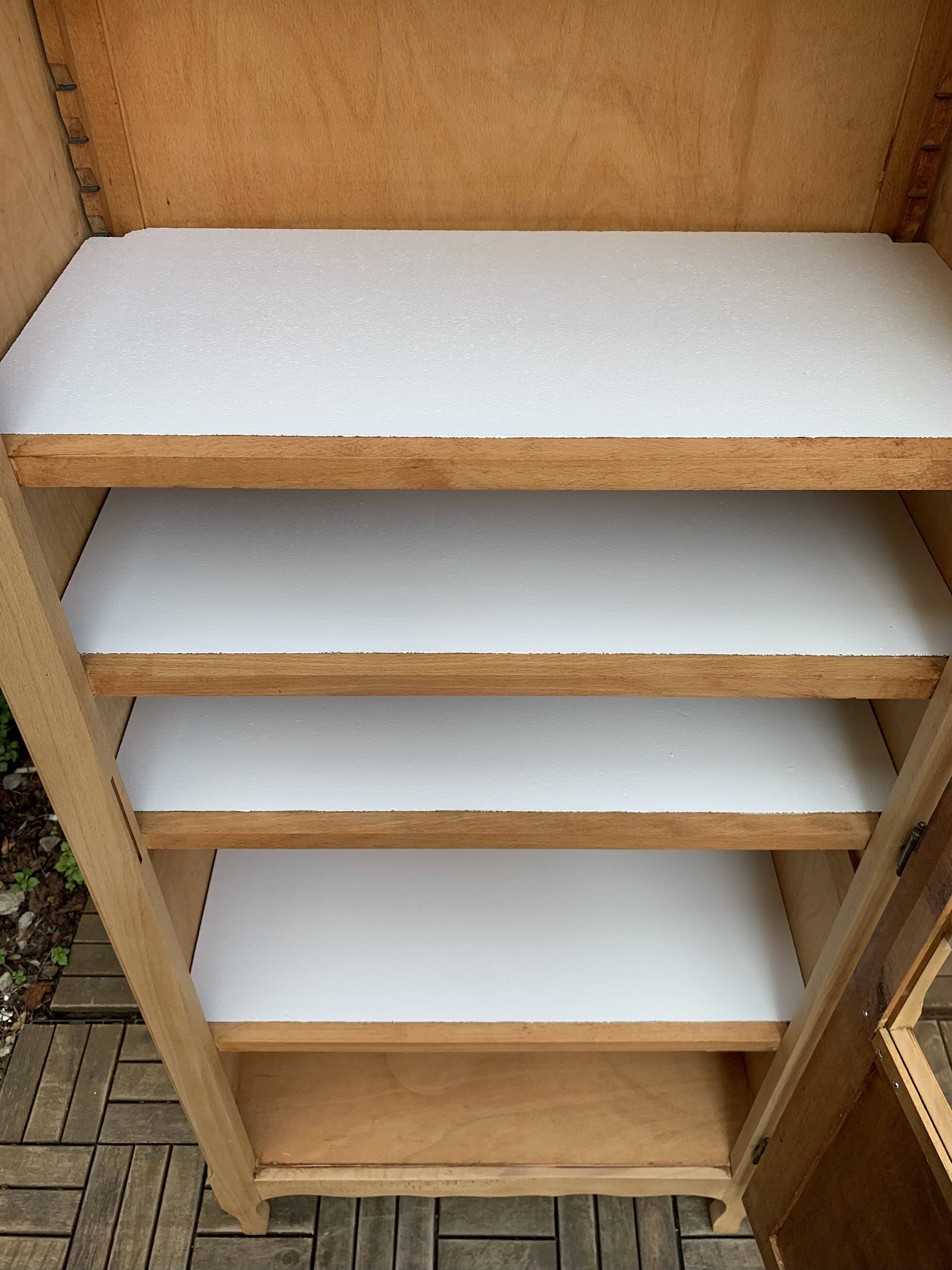 Parisian glass cabinet, raw wood, 1960s