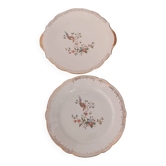 Duo de plats de service vintage Réal Opalor Export – décor oiseau