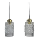 Pair of antique vintage glass pendant lights