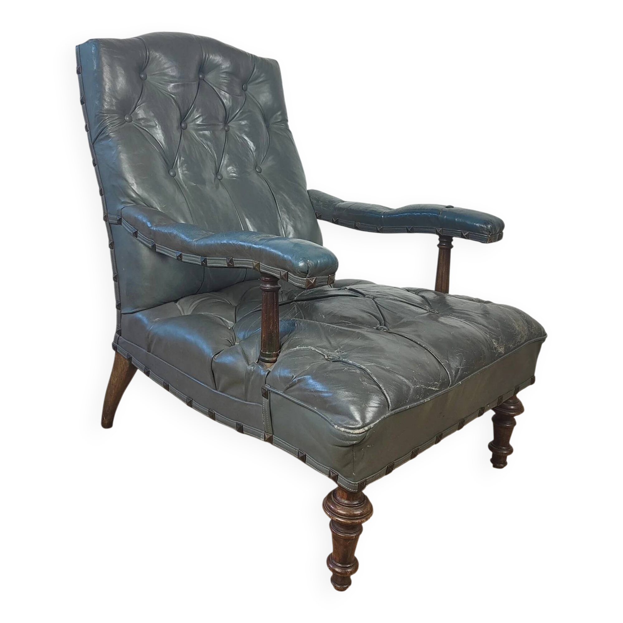 Leather antique library chair around 1860s