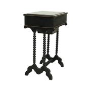 Table de couture antique laquée noire, table d'appoint en acajou, 19e siècle.