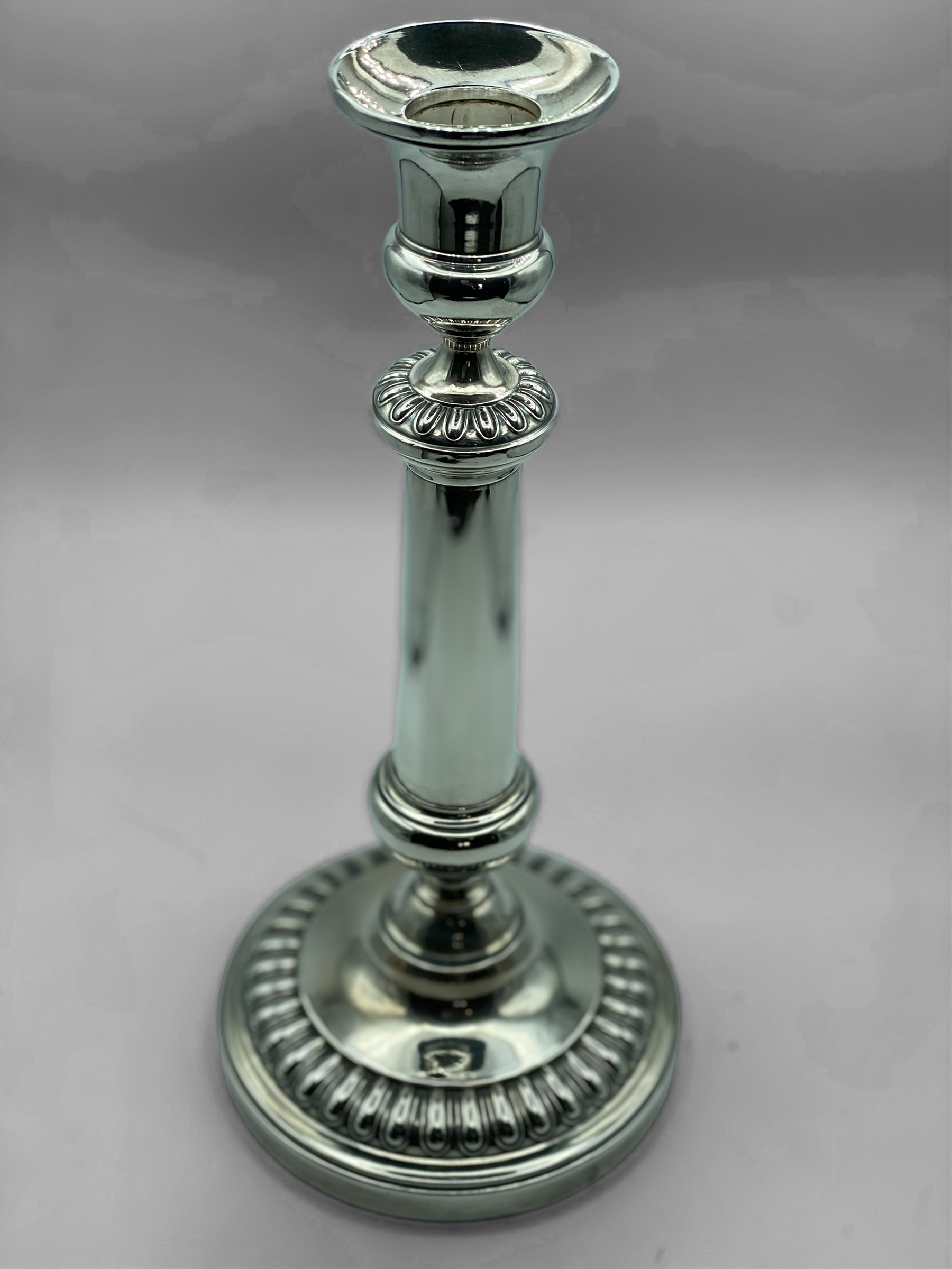 Silver metal candle holder