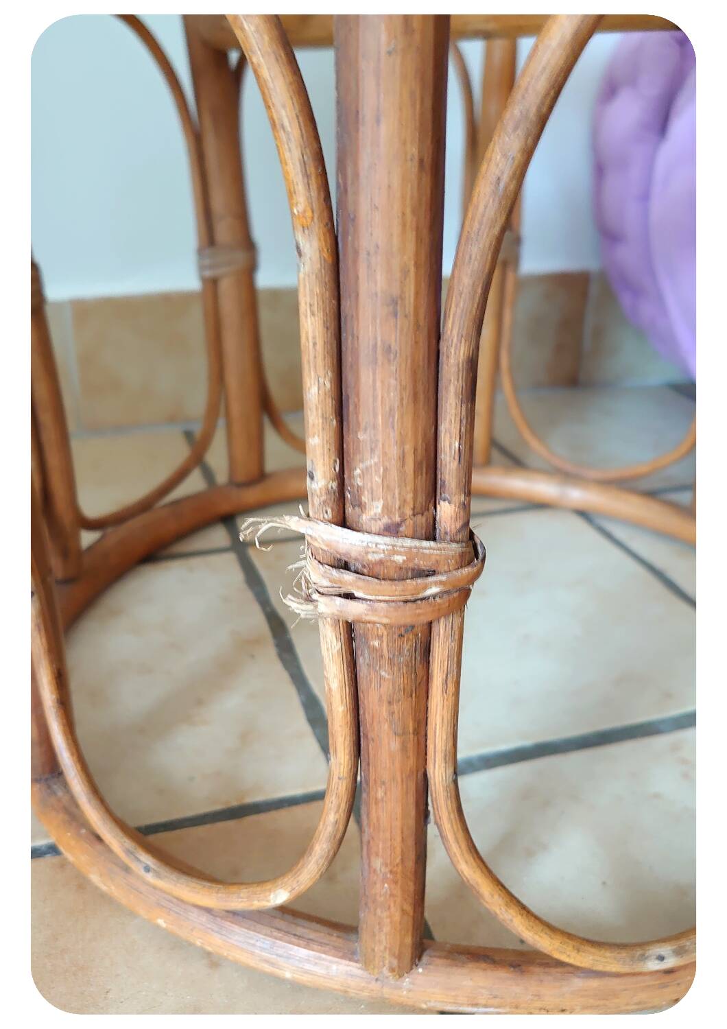 Tabourets en bambou avec coussin