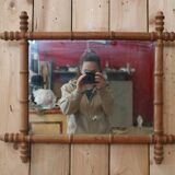 Turned wooden barber mirror 1900
