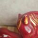 Vintage sculpture of mare and foal signed Jean – red ceramic and gilding.