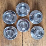 Set of 6 Casalinghi stainless steel cups and saucers, vintage Italian design