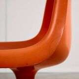 Set of Single-base Orange Molded Chairs, 1970s