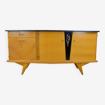 Blond Oak Sideboard & Compass Feet 1950/1960