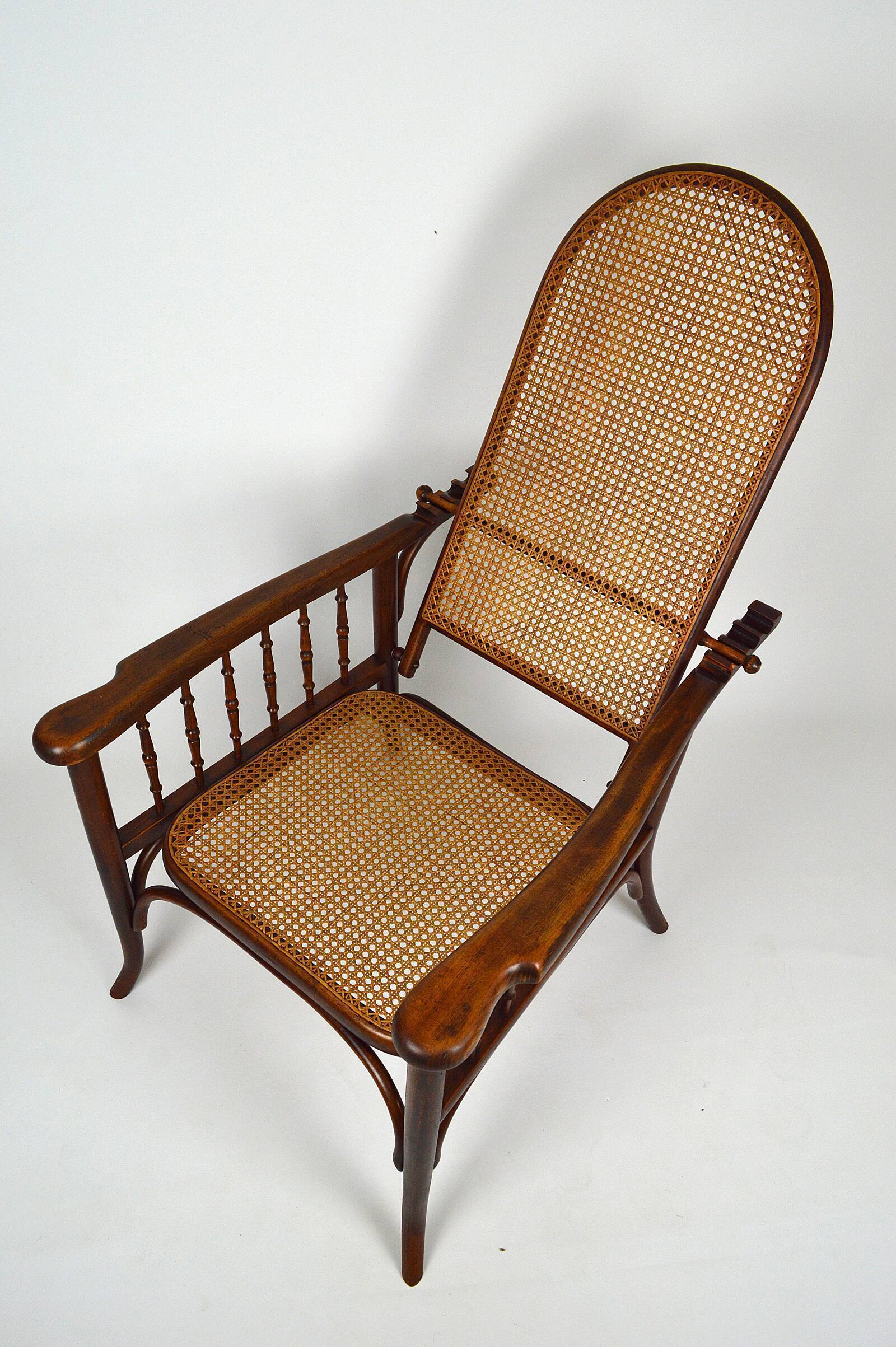 Fischel canned armchair with rack and pinion around 1910