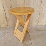 Folding pine stool - Design attributed to Roger Tallon or Adrian Reed or Pierre Lota - 1980