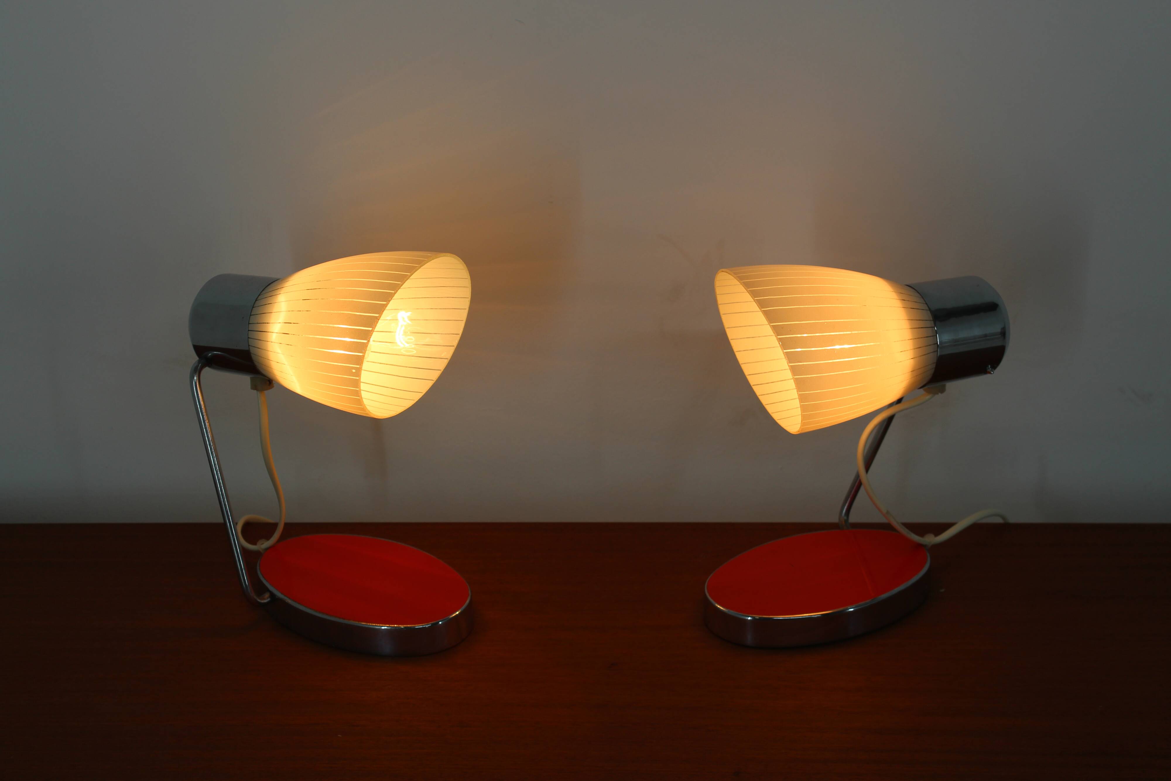 Pair of mid-century table lamps by Drupol 1960