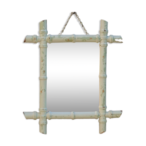 Miroir bambou patiné