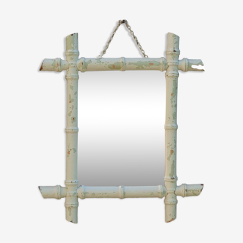 Patinated bamboo mirror