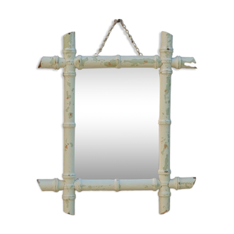 Patinated bamboo mirror