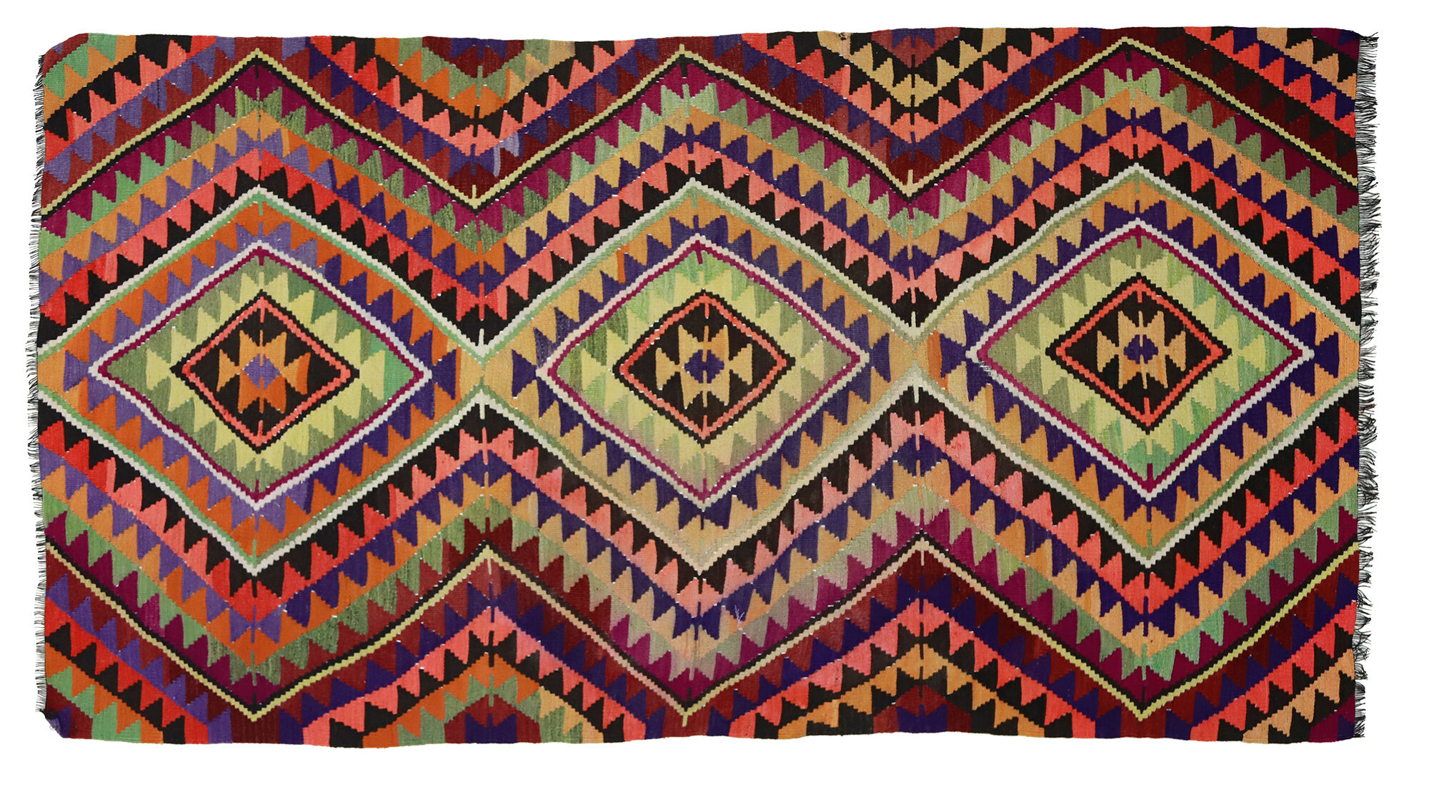 Anatolian handmade kilim rug 295 cm x 149 cm