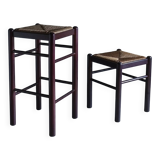 Vintage stool and bar stool with rush seats | Italy | 1970s