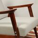Vintage light gray armchair dark wood Scandinavian design 1970