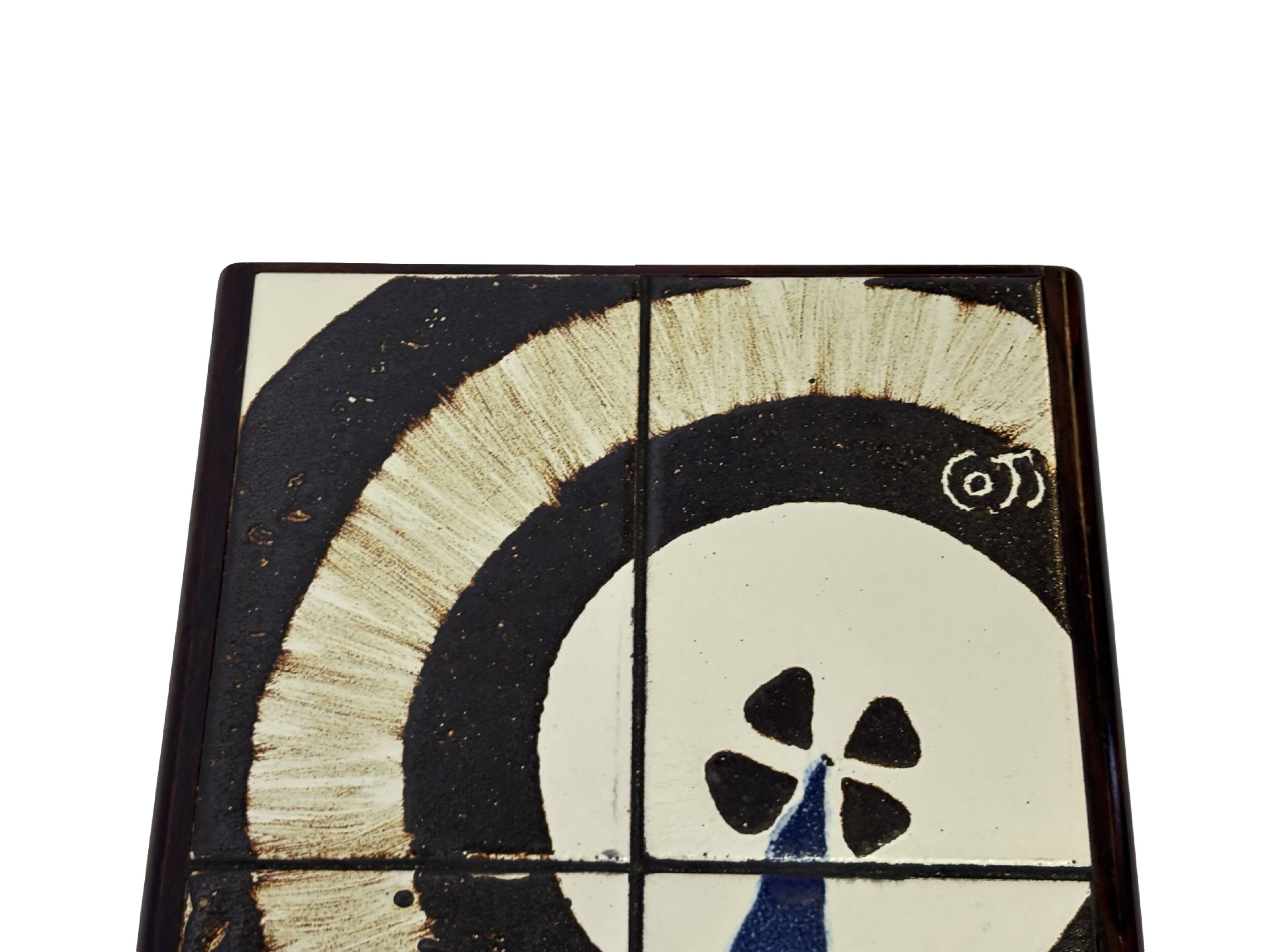 Vintage plant table small side table with rosewood tiles