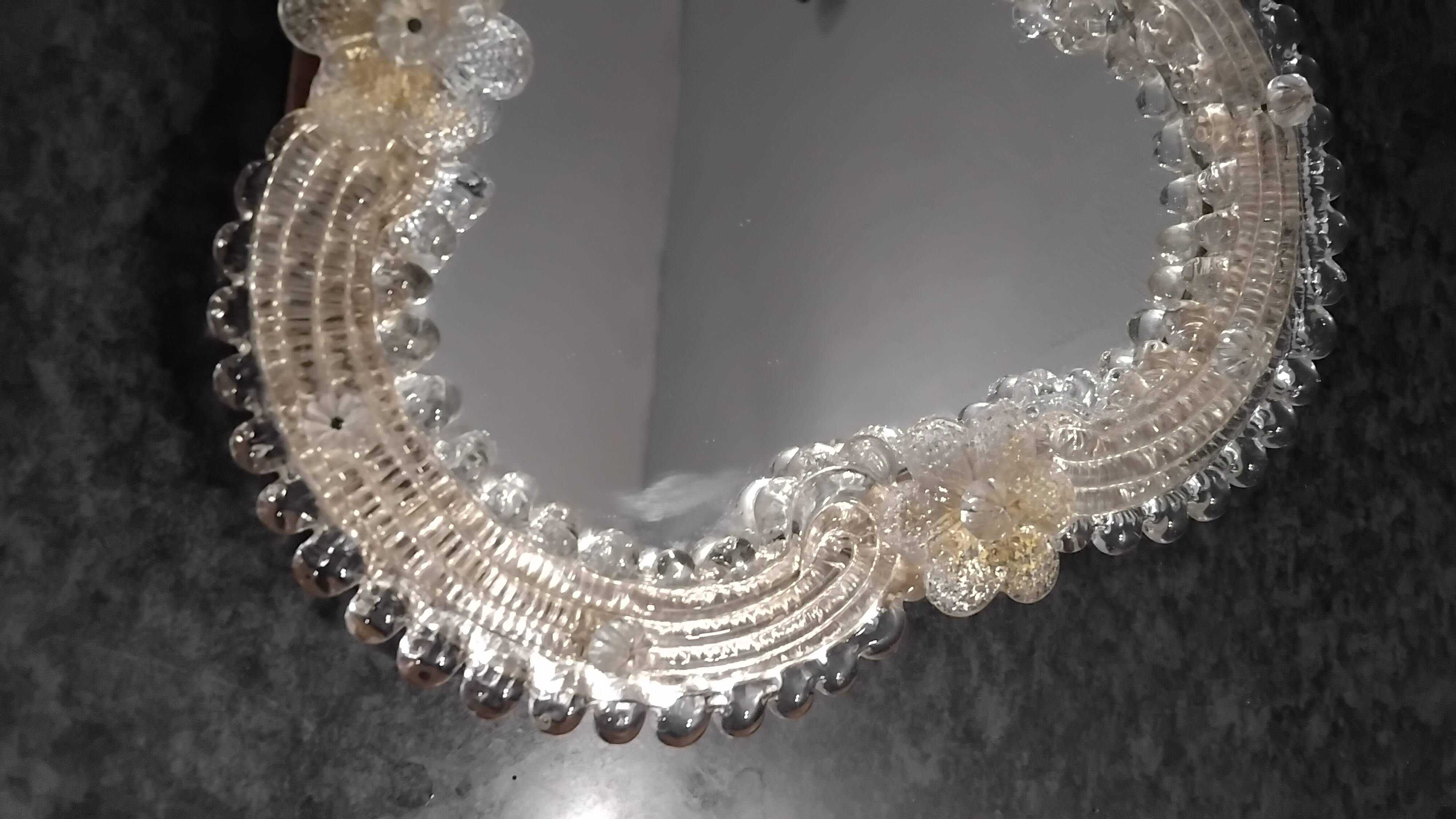 Vintage tabletop mirror, venetian murano glass