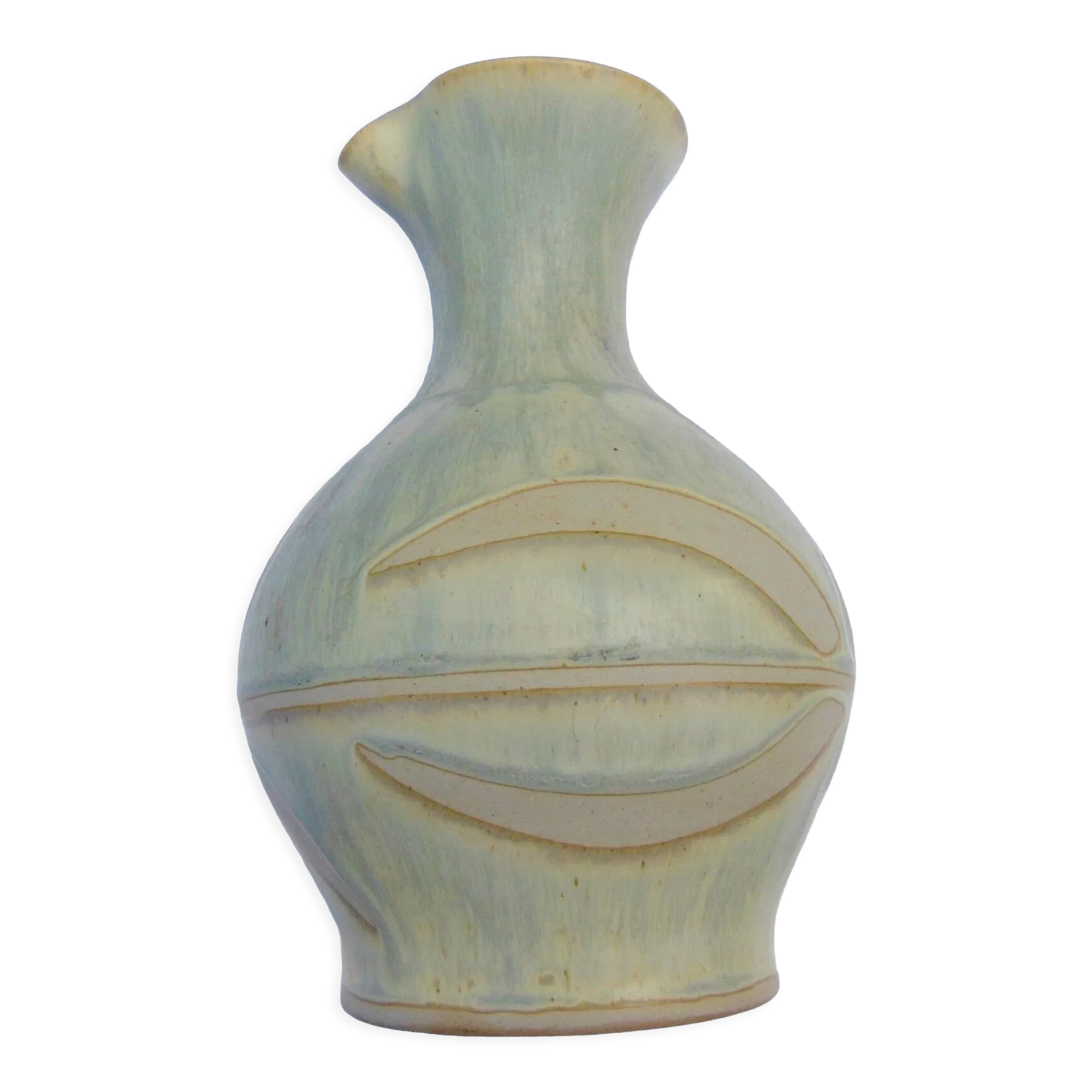 Pitcher or vase in glazed ceramics, signature to identify